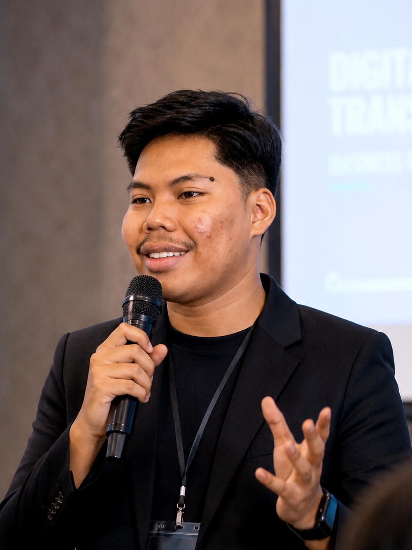 Morry Chrismasias speaking at a business event